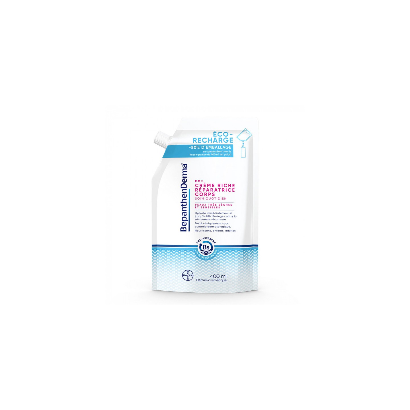 BepanthenDerma Crème riche réparatrice corps - Éco-recharge 400ml
