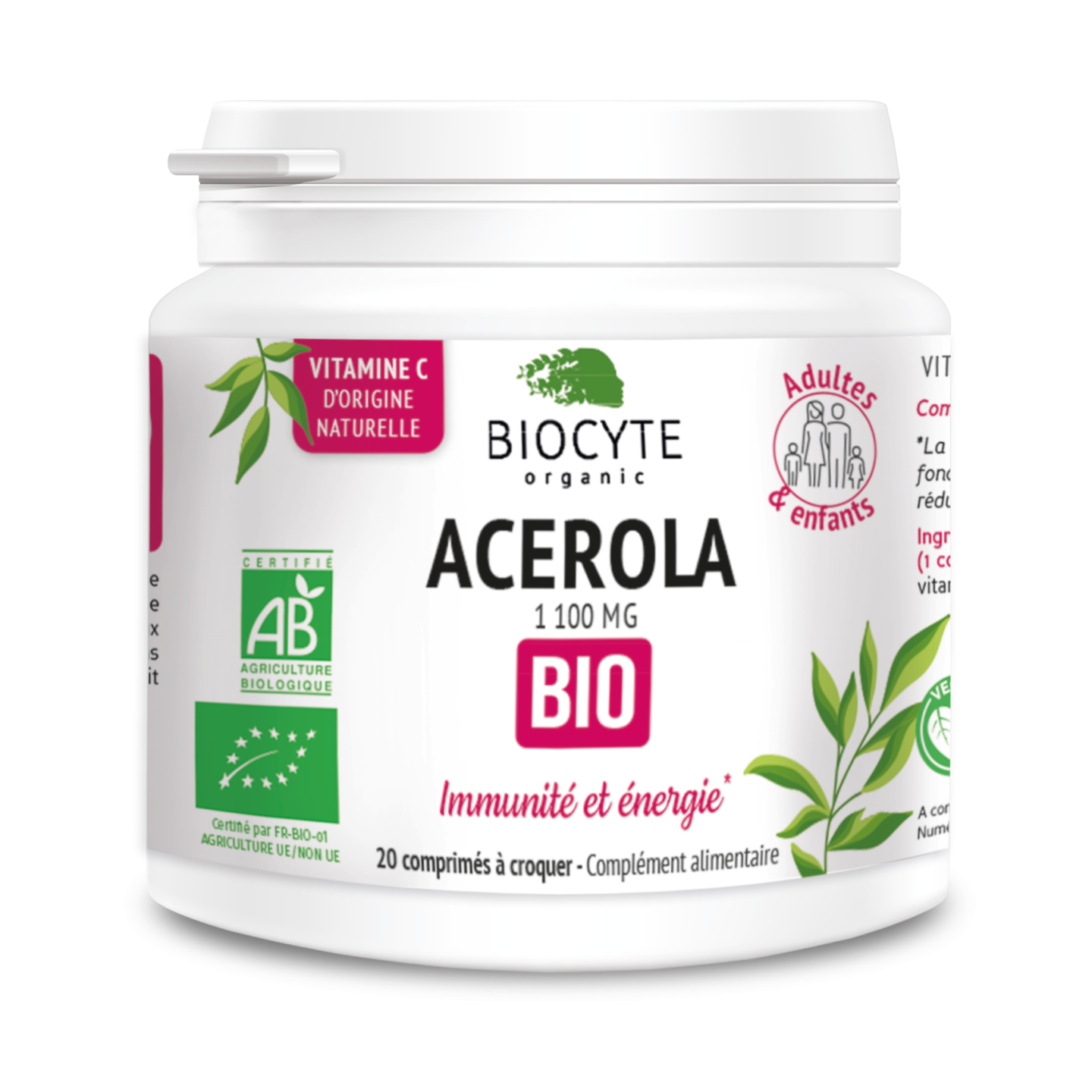 Biocyte Acérola 1100mg Bio - 20 comprimés à croquer