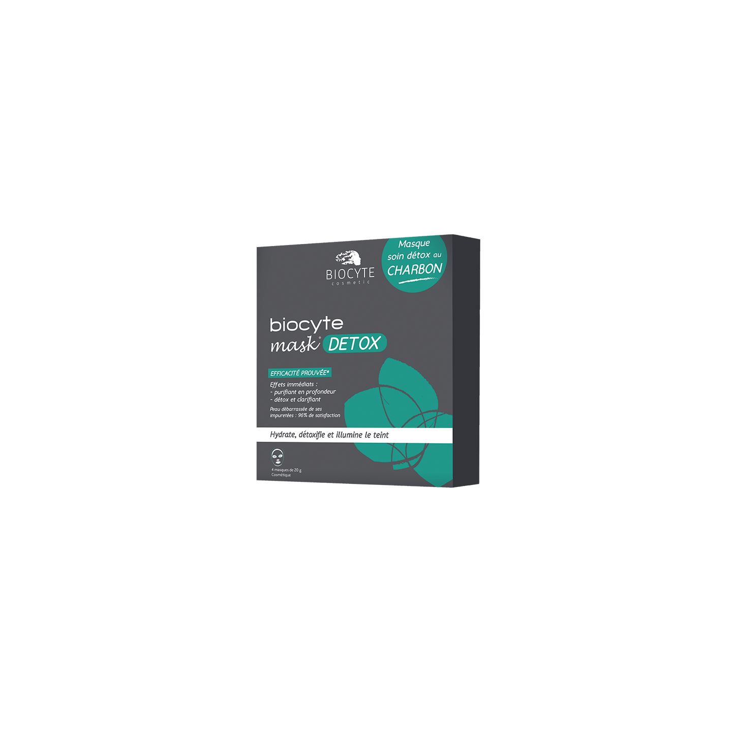 Biocyte mask détox au charbon - Boîte de 4 masques