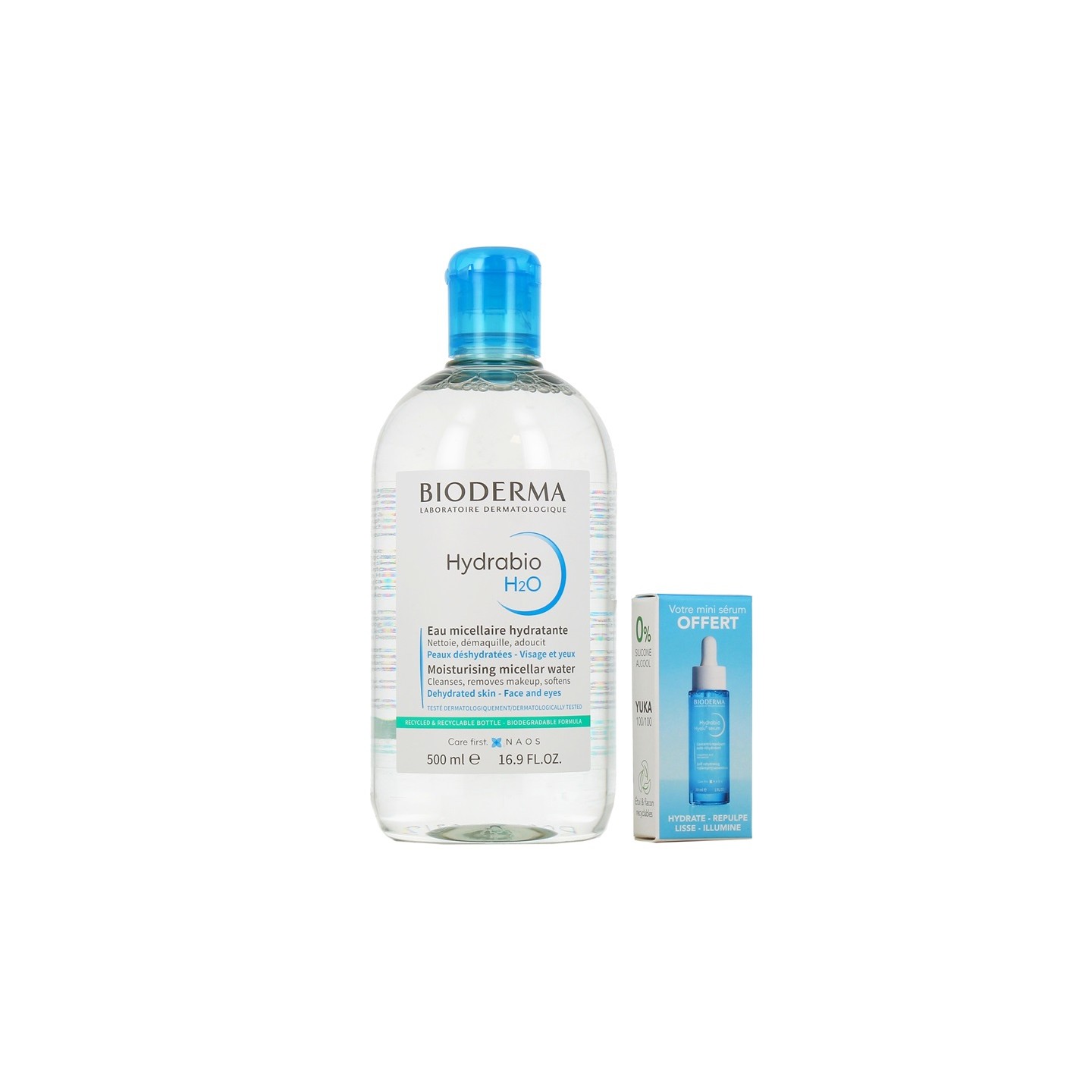 Bioderma Hydrabio H2O Eau micellaire 500ml + Sérum Hydrabio Hyalu+ 4ml Offert