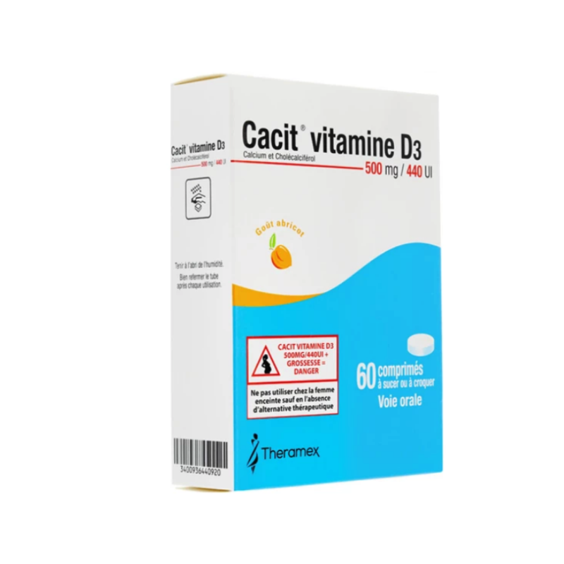 Pharmacie Bastille - Cacit Vitamine D3 500mg/440UI 60 comprimés