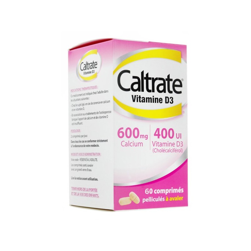 Pharmacie Bastille - Caltrate vitamine D3 600mg 400UI 60 comprimés