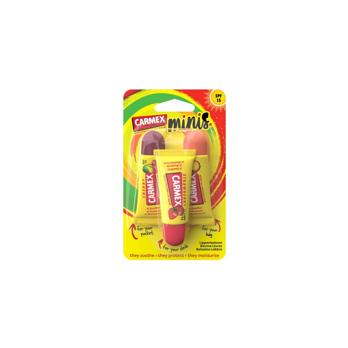 Carmex Minis Baumes à lèvres hydratant SPF15 - 3 x 5g