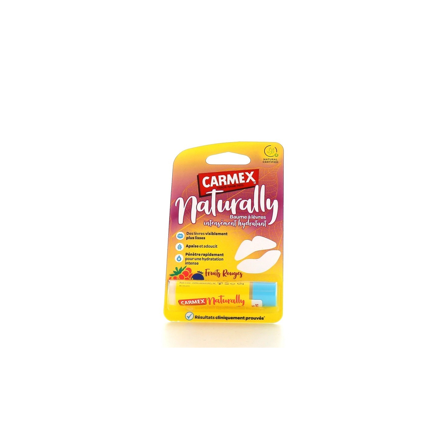 Carmex Naturally Baume lèvres Intensément hydratant fruits rouges - 4,25g