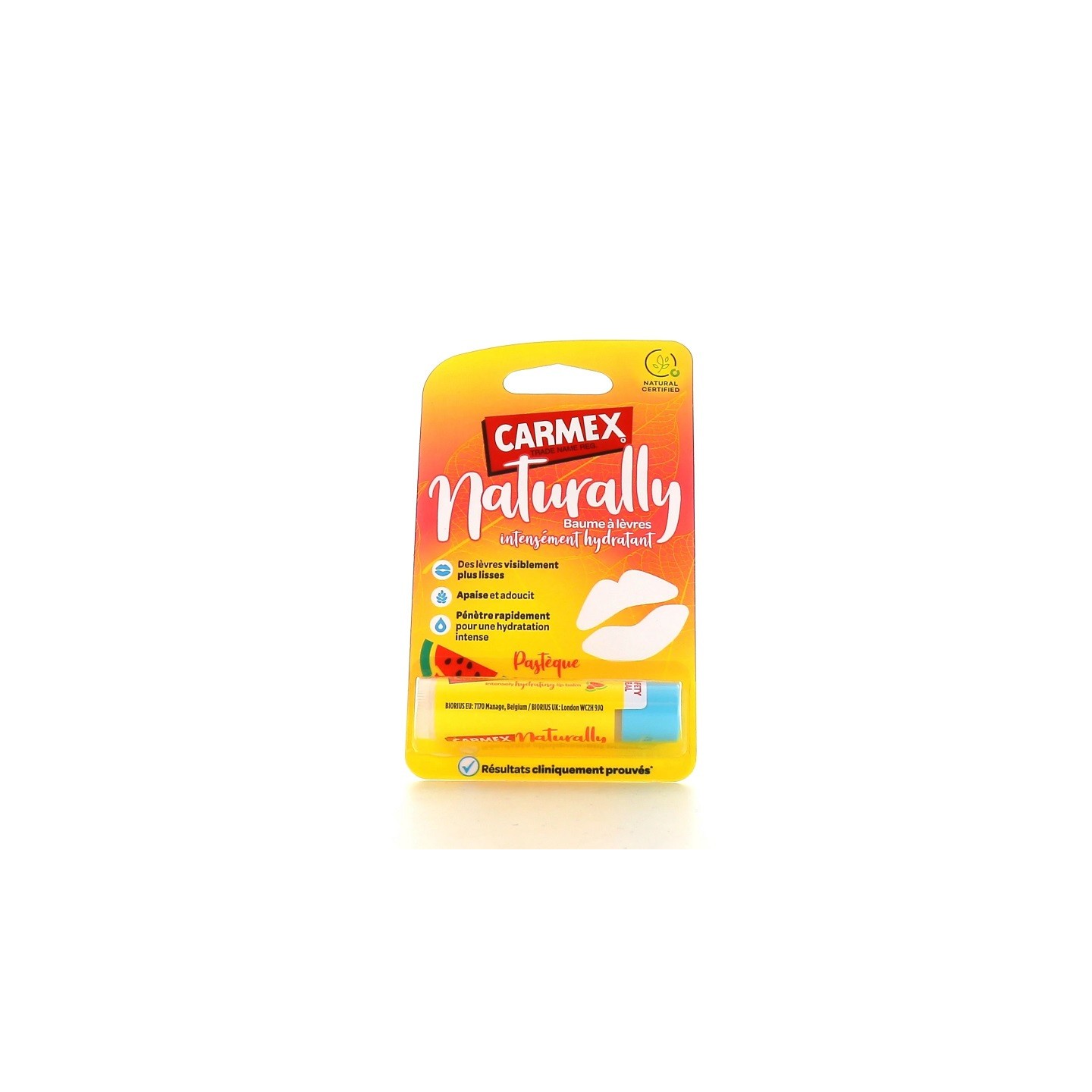 Carmex Naturally Baume lèvres Intensément hydratant pastèque - 4,25g