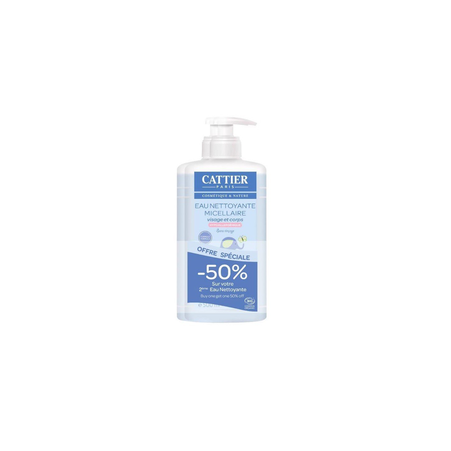 Cattier bébé eau nettoyante micellaire bio - lot de 2 x 500ml