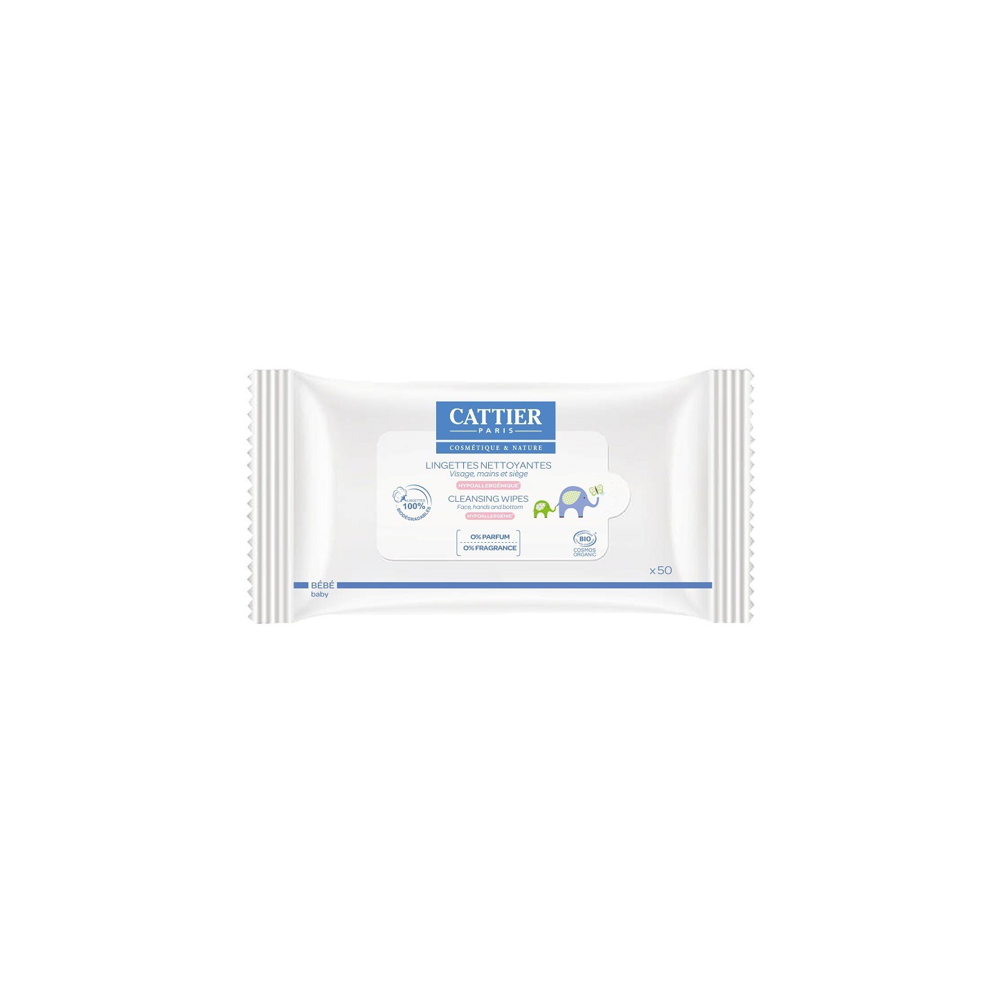 Cattier bébé Lingettes nettoyantes - 50 unités