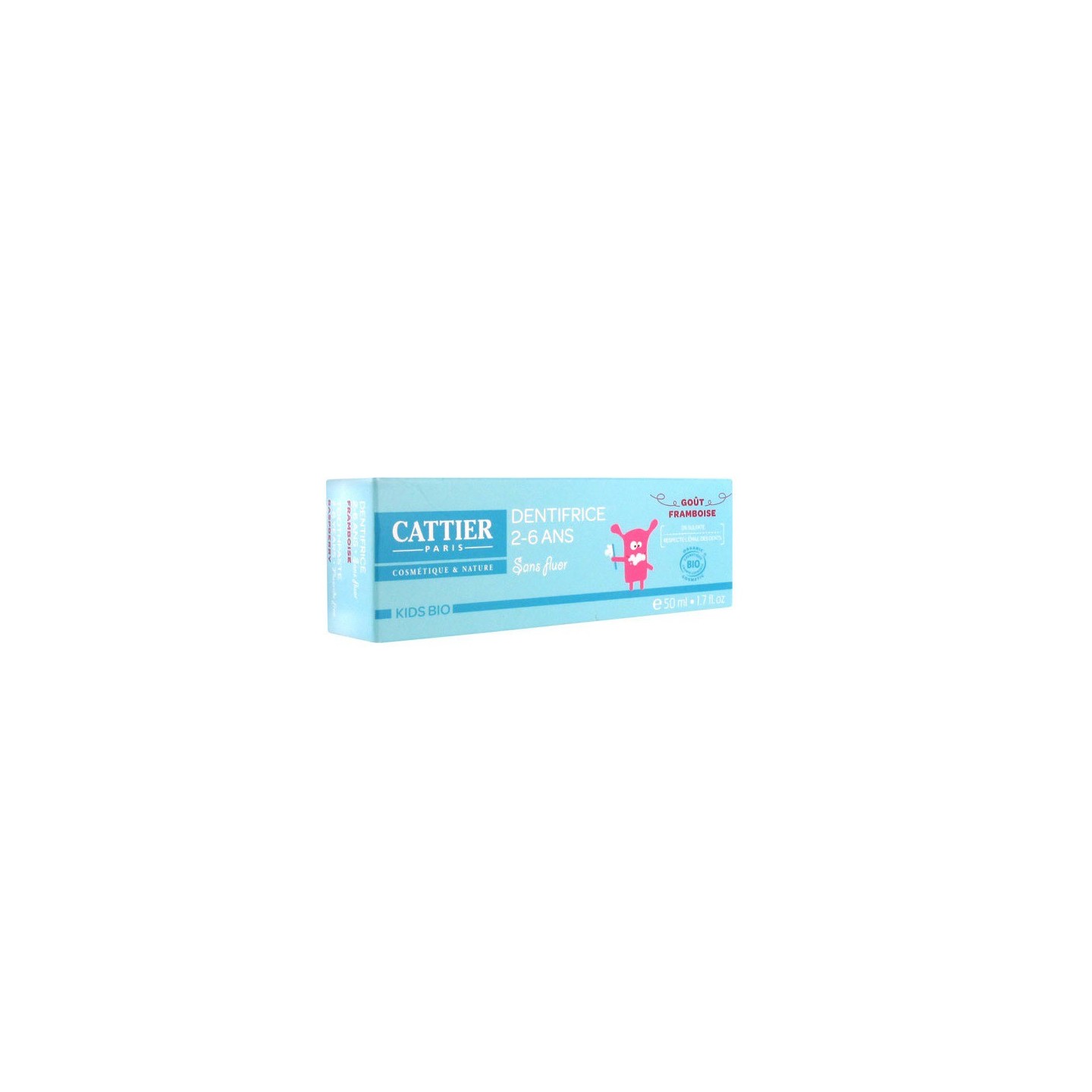 Cattier kids bio dentifrice framboise 2-6 Ans 50ml