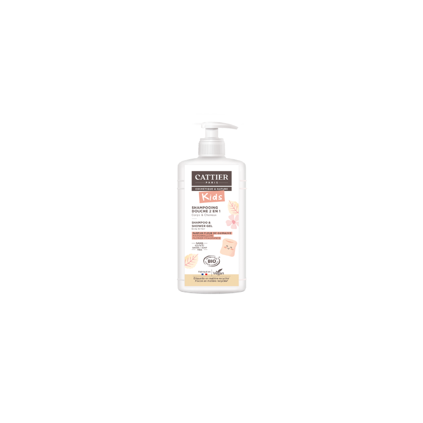 Cattier Kids Shampoing douche 2 en 1 fleur de guimauve Bio - 500ml