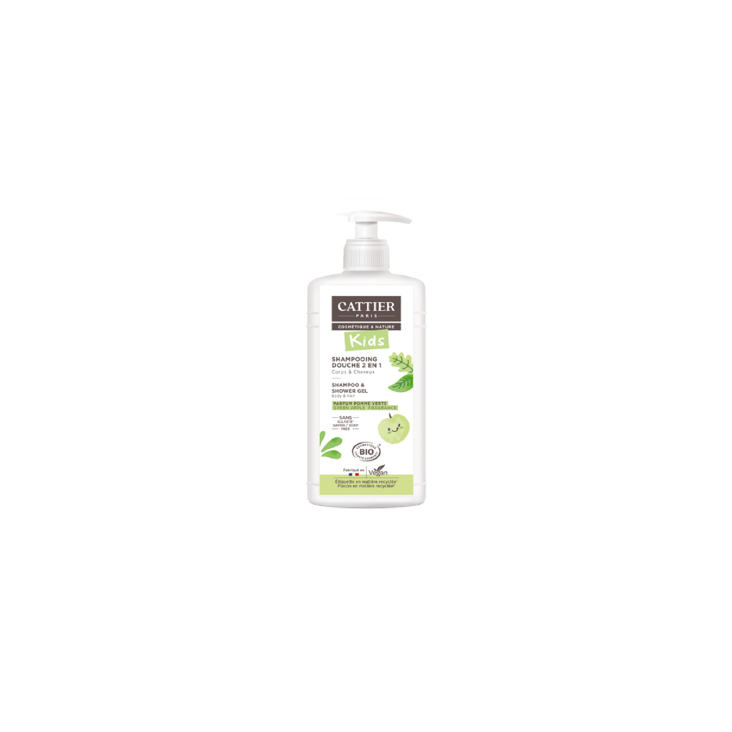Cattier Kids Shampoing douche 2 en 1 pomme verte Bio - 500ml