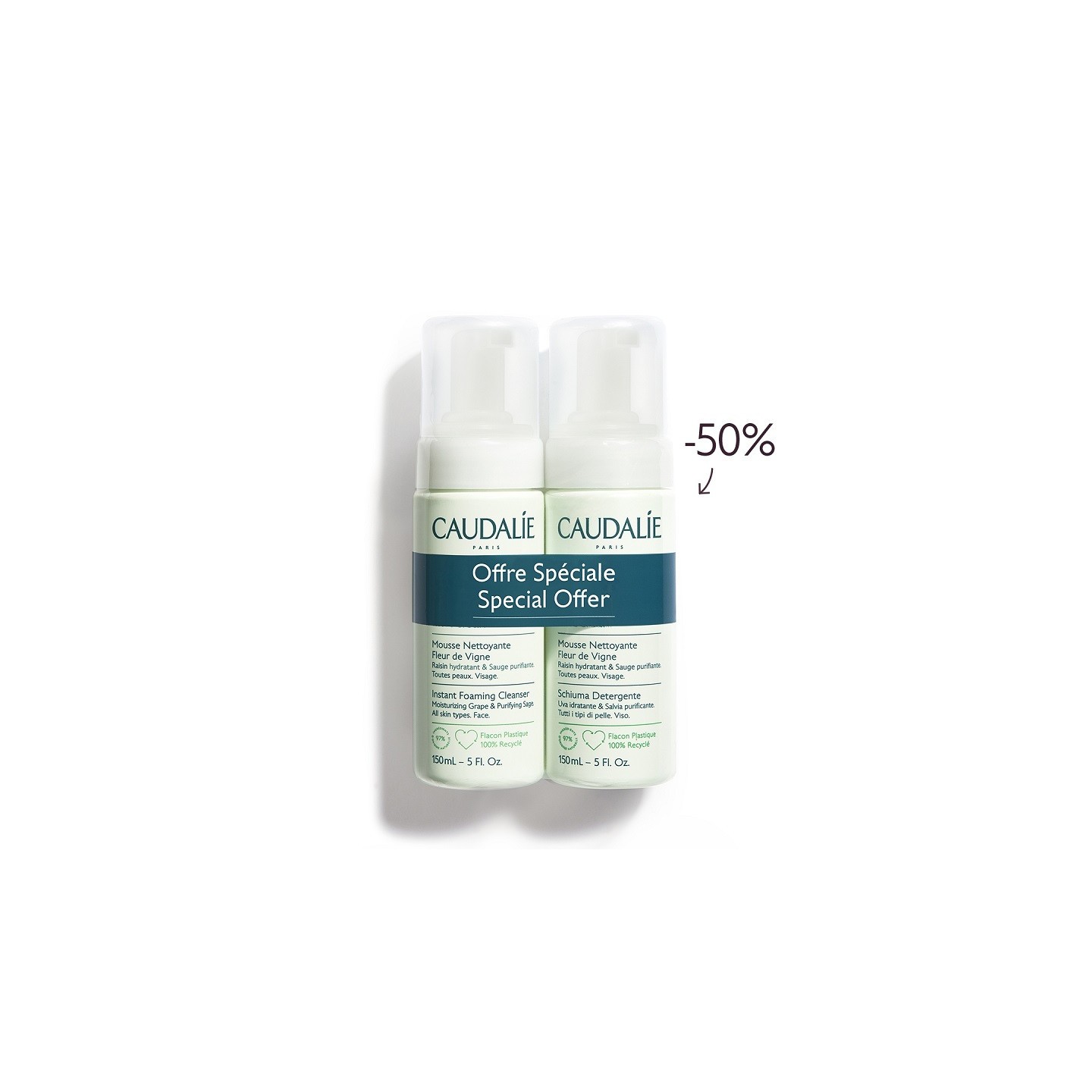 Caudalie Mousse nettoyante fleur de vigne - 2 x 150ml