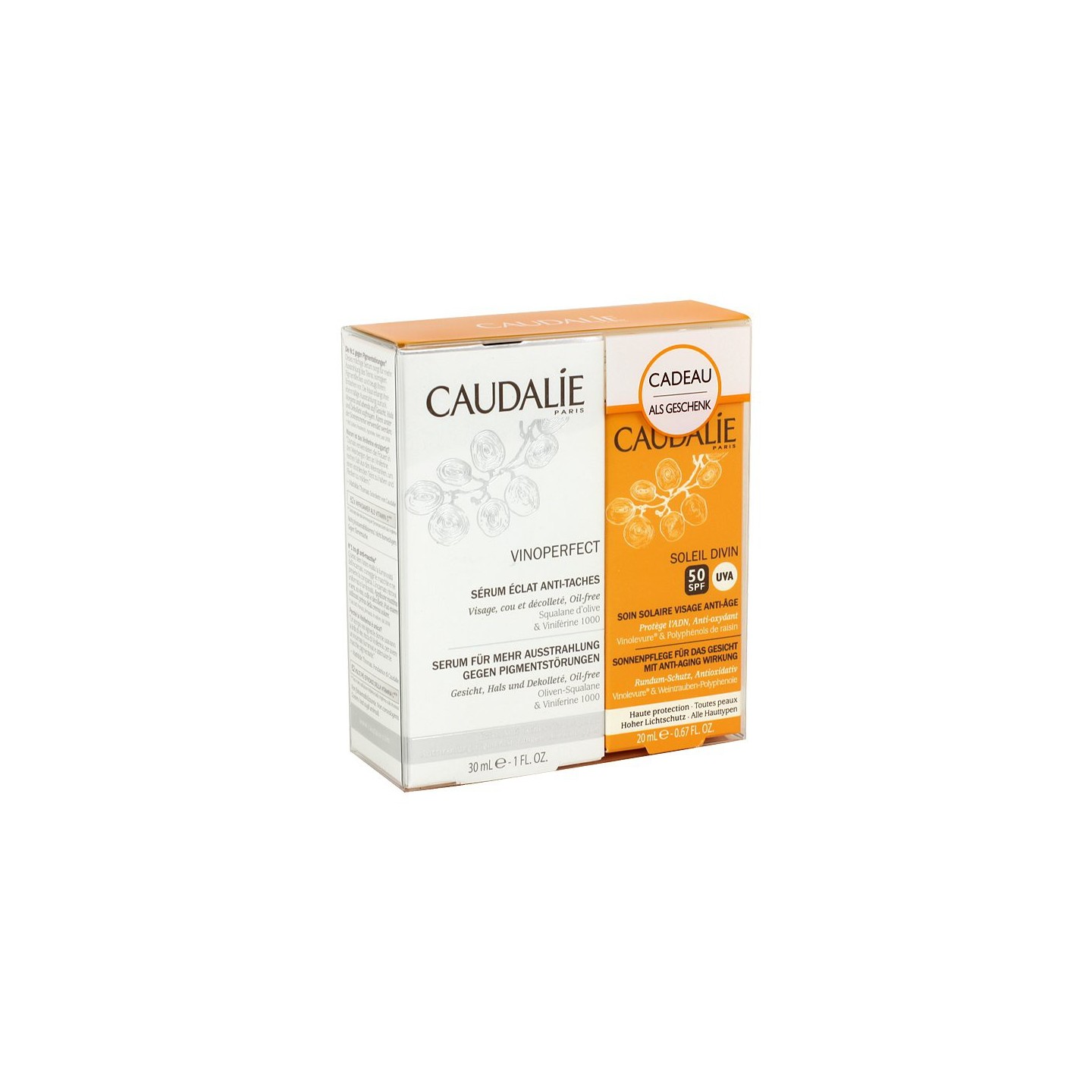 Caudalie Vinoperfect Serum 30ml+ Soleil Divin 50SPF offert