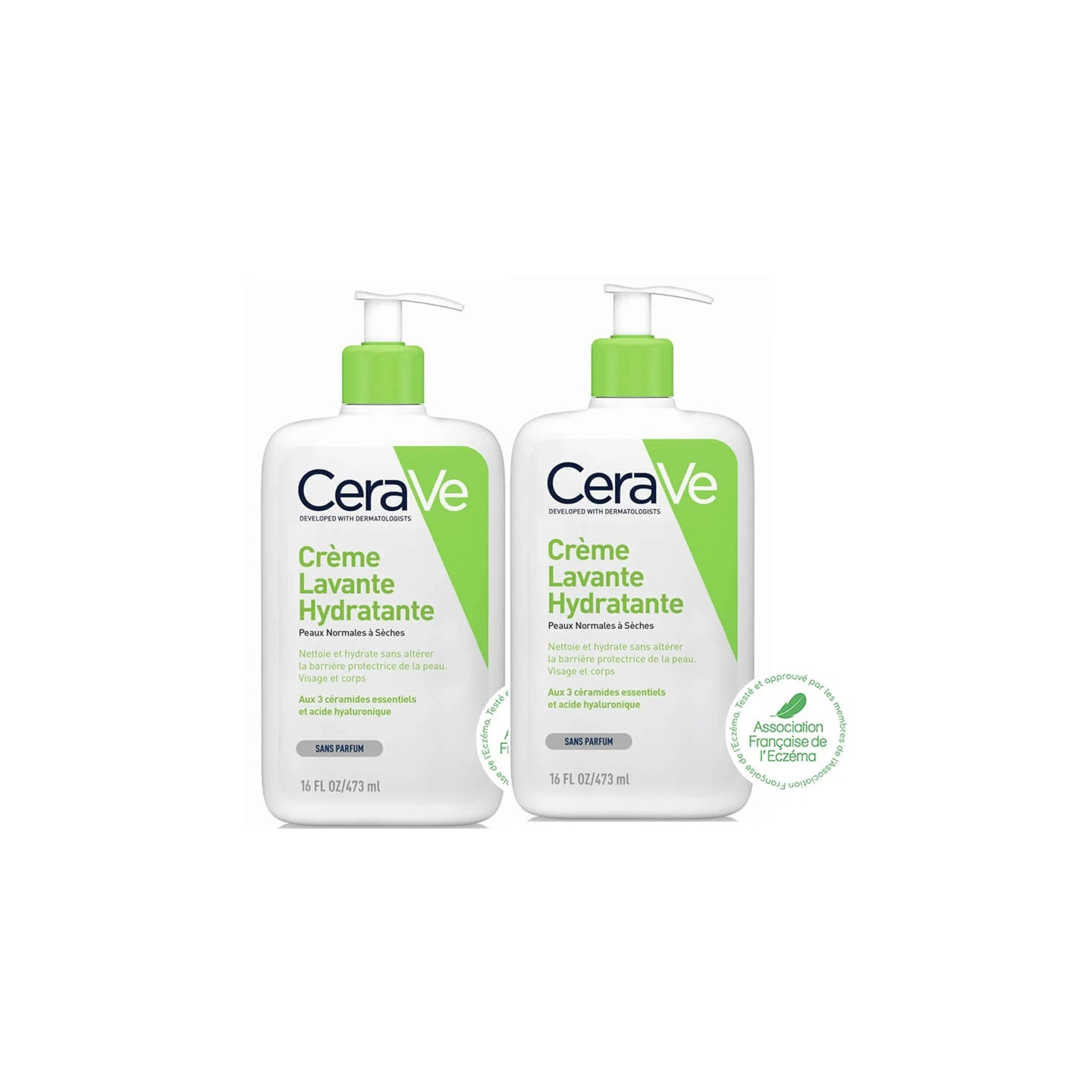 CeraVe Crème lavante hydratante peaux normales à sèches - 2 x 473ml