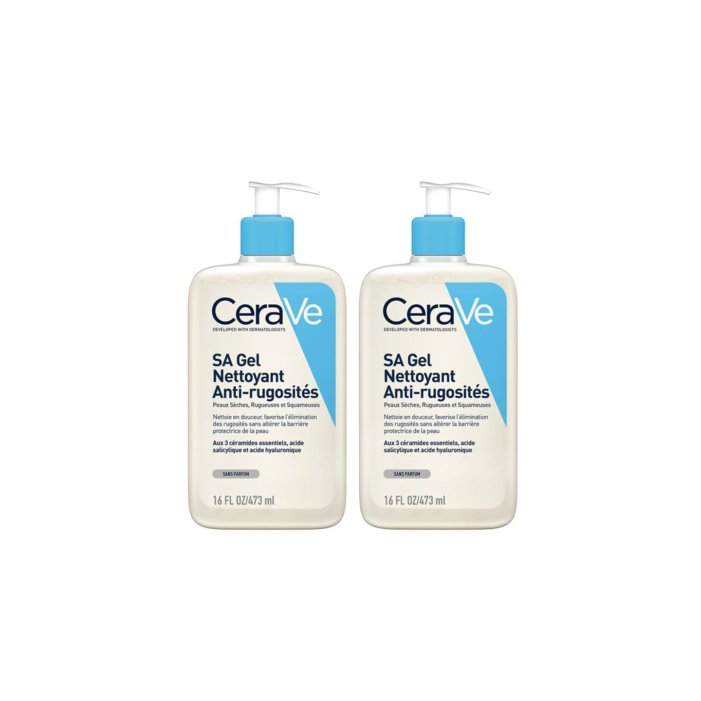 CeraVe SA Gel nettoyant anti-rugosités - 2 x 473ml