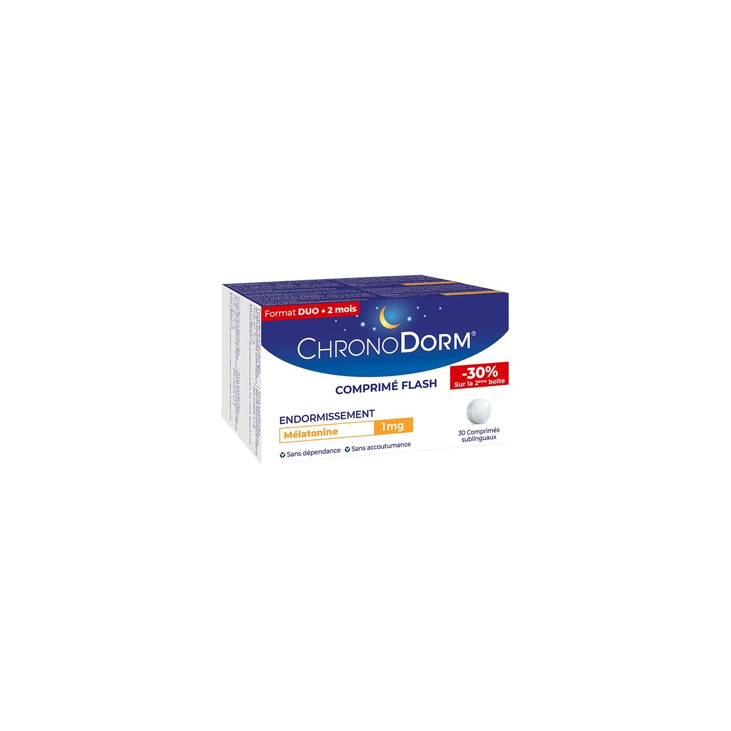 ChronoDorm Mélatonine 1 mg - Lot de 2 x 30 comprimés