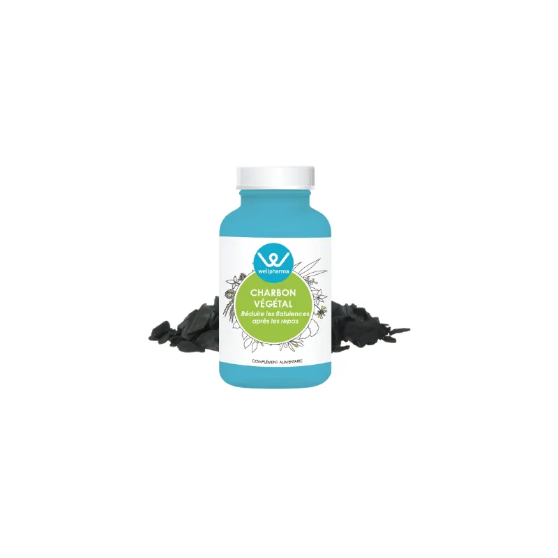 Complément alimentaire Charbon végétal activé Wellpharma - 60 gélules