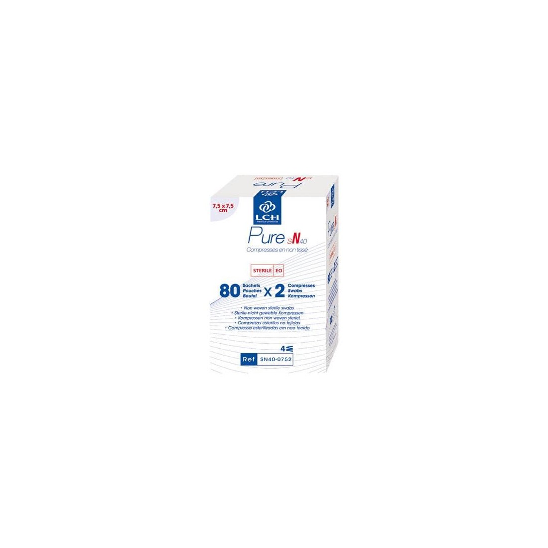 Compresses Non tissées PURE N40 - Stériles - Boîte de 80 - 40 g