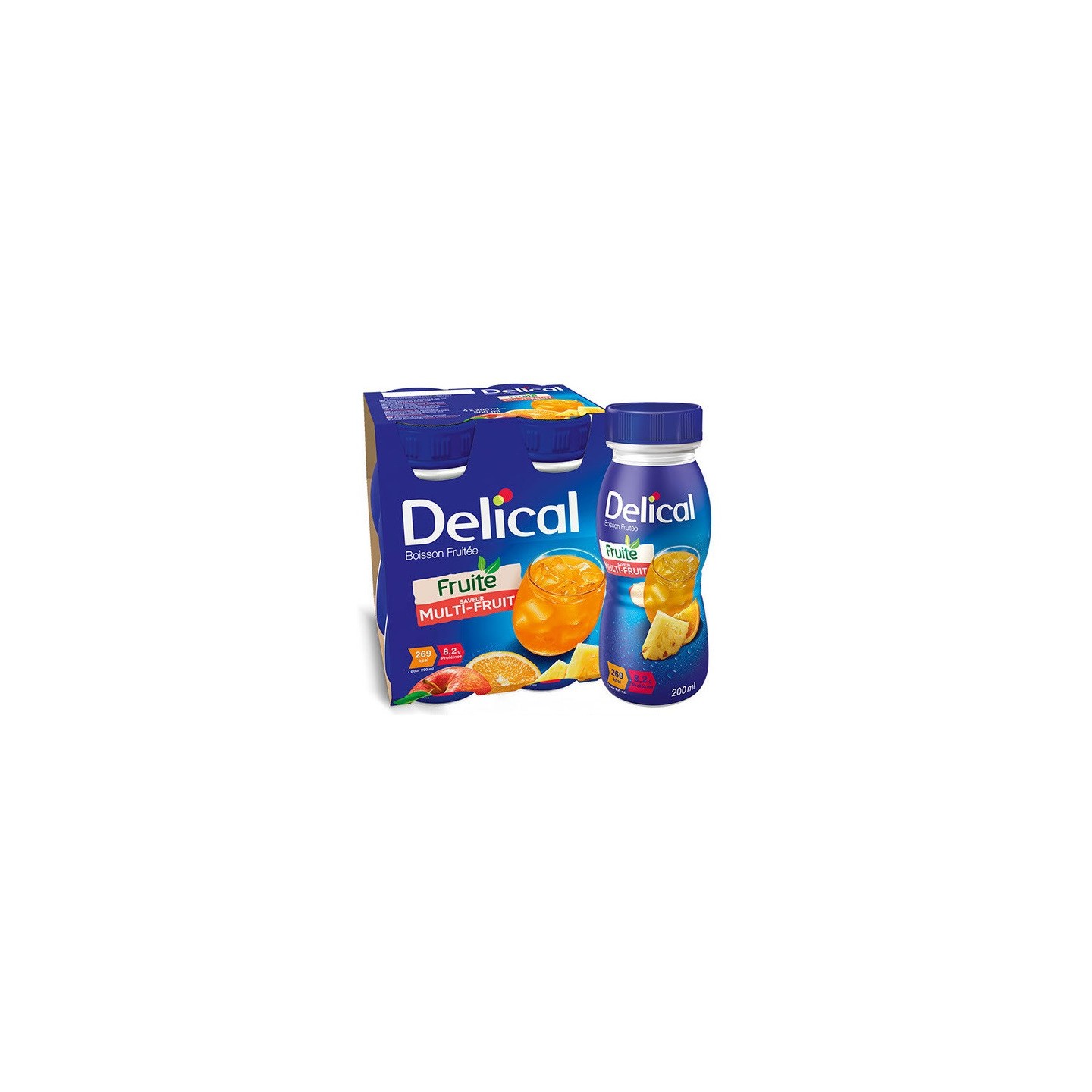 Delical Boisson fruitée édulcorée multi-fruits - 4x200ml