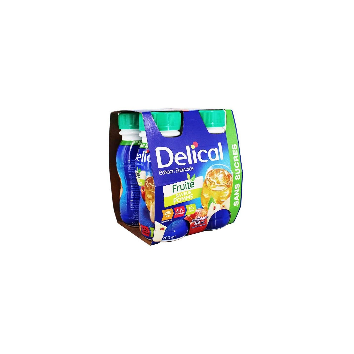Delical Boisson fruitée édulcorée pomme - 4x200ml