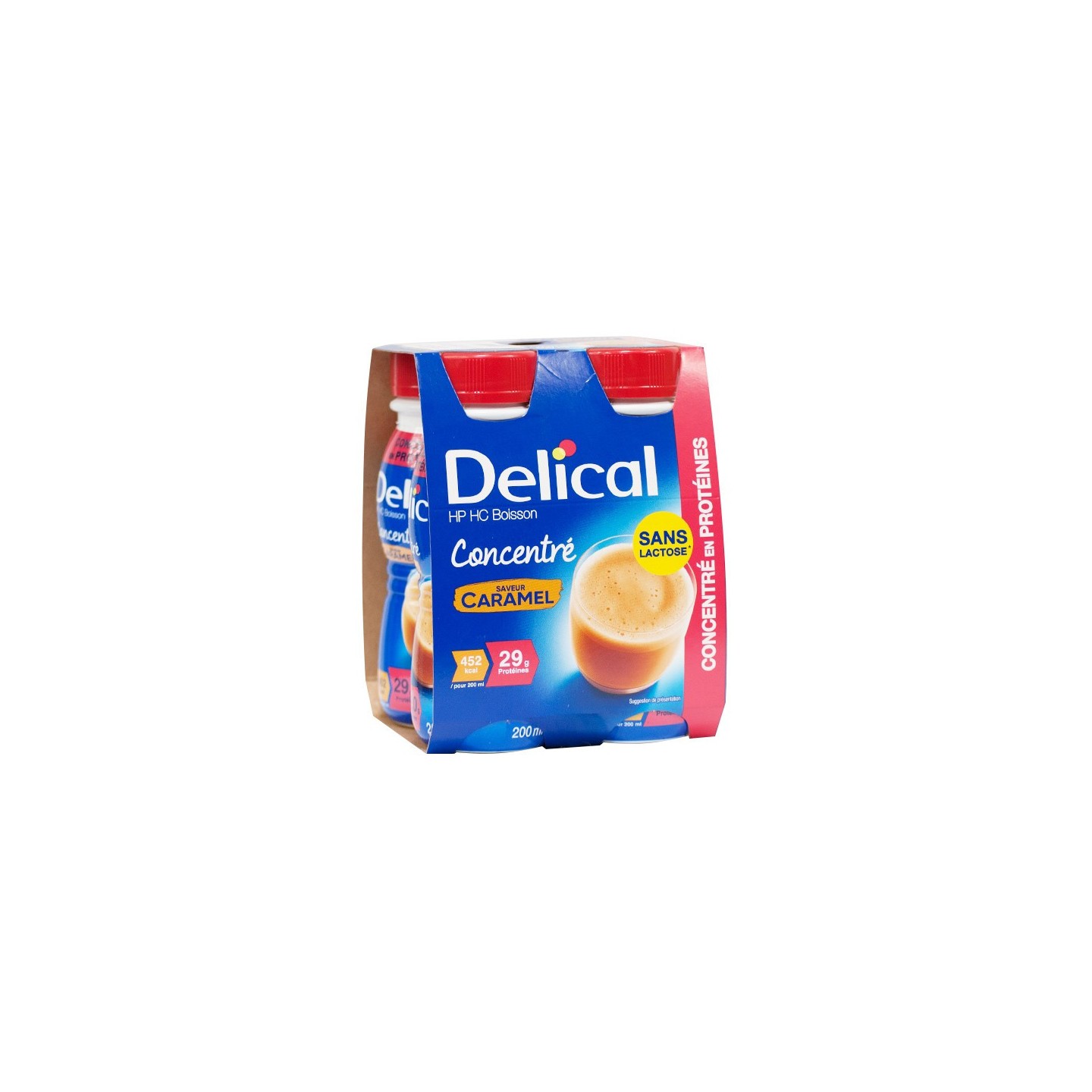 Delical Boisson HP/HC concentré en protéines sans lactose caramel - 4x200ml