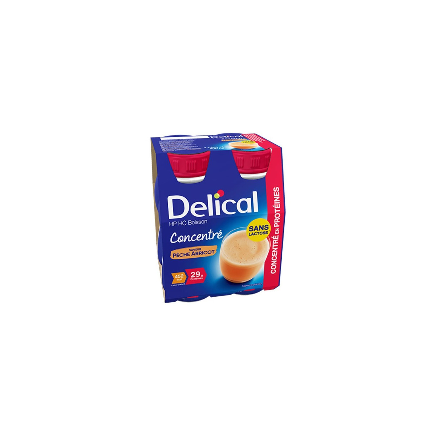 Delical Boisson HP/HC concentré en protéines sans lactose pêche abricot - 4x200ml