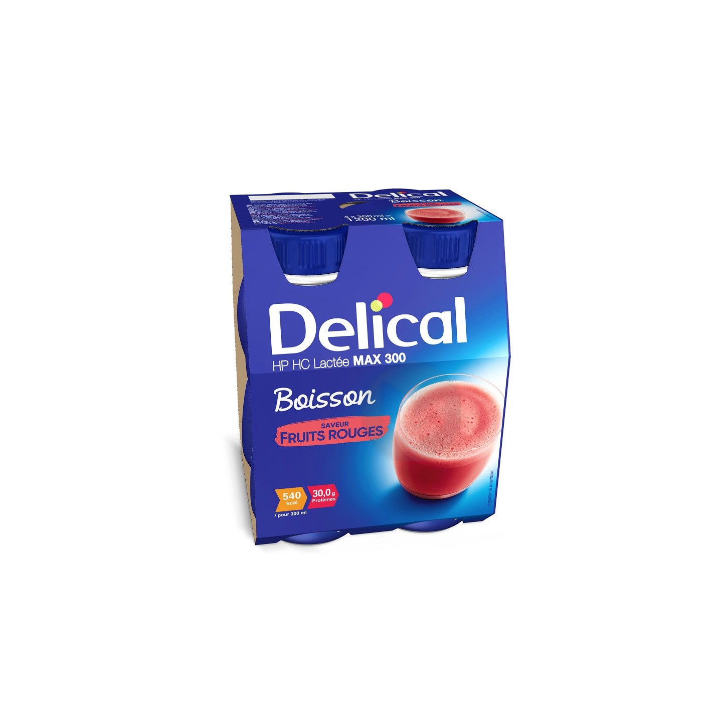Delical Boisson HP/HC Lactée Max 300 Fruits Rouges - 4x300ml