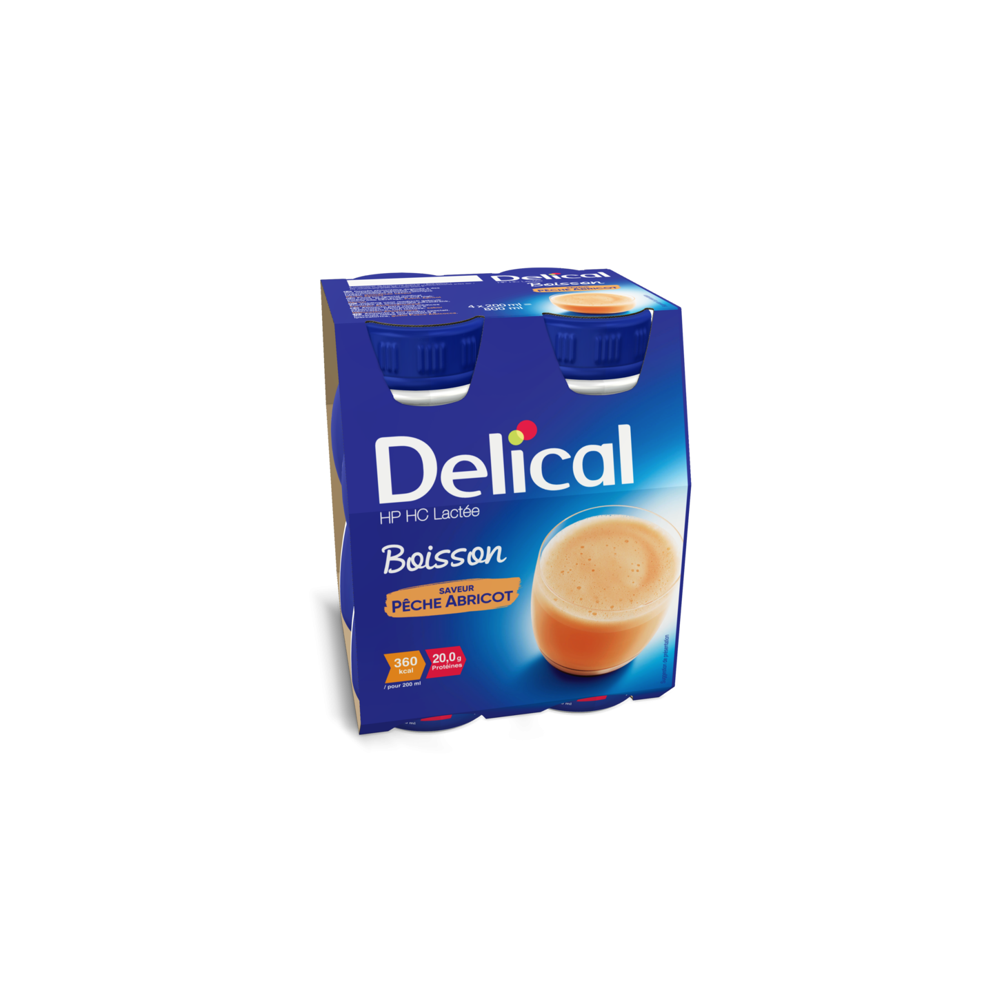 Delical Boisson HP/HC Lactée Pêche Abricot - 4x200ml