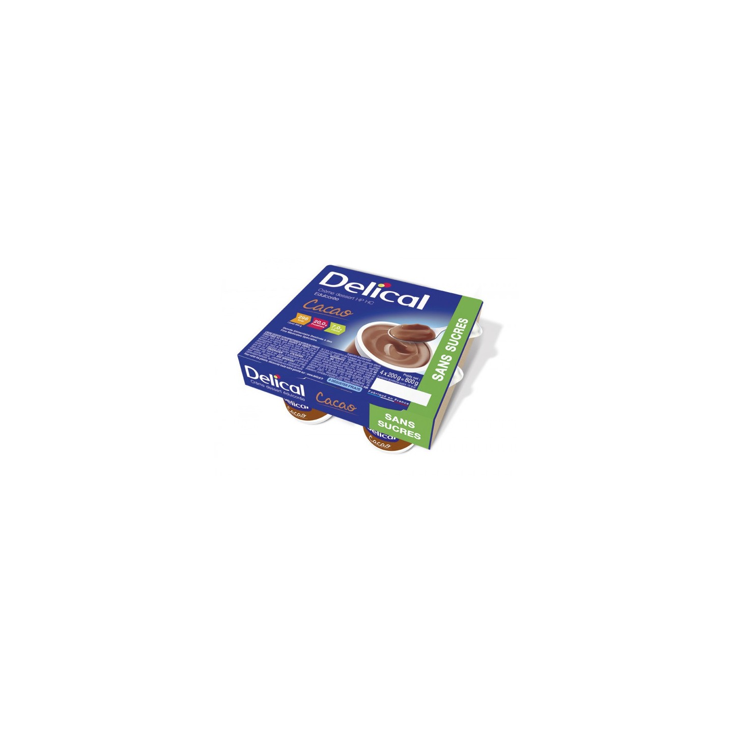 Delical Crème dessert HP/HC édulcorée sans sucres cacao - 4x200g