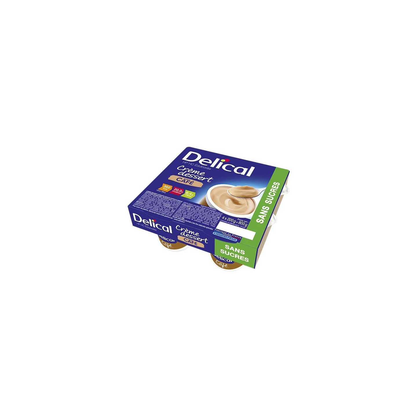 Delical Crème dessert HP/HC édulcorée sans sucres Café - 4x200g