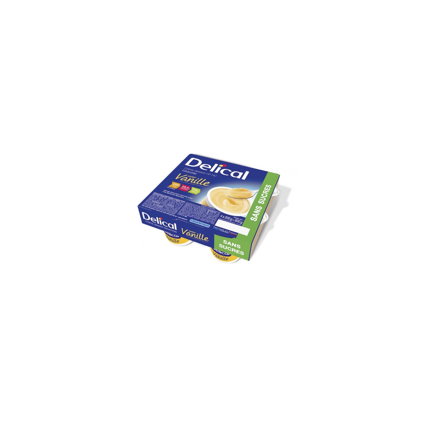 Delical Crème dessert HP/HC édulcorée sans sucres vanille - 4x200g