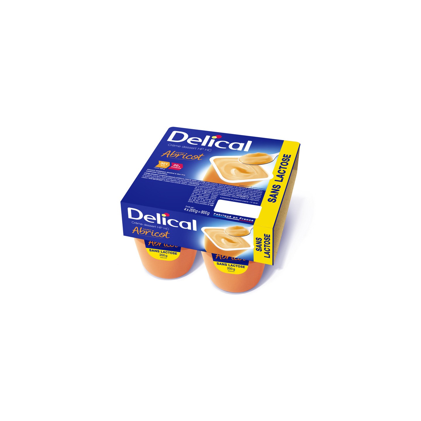 Delical Crème dessert HP/HC sans lactose Abricot - 4x200g