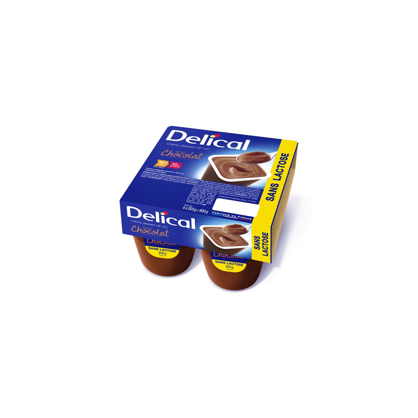 Delical Crème dessert HP/HC sans lactose Chocolat - 4x200g