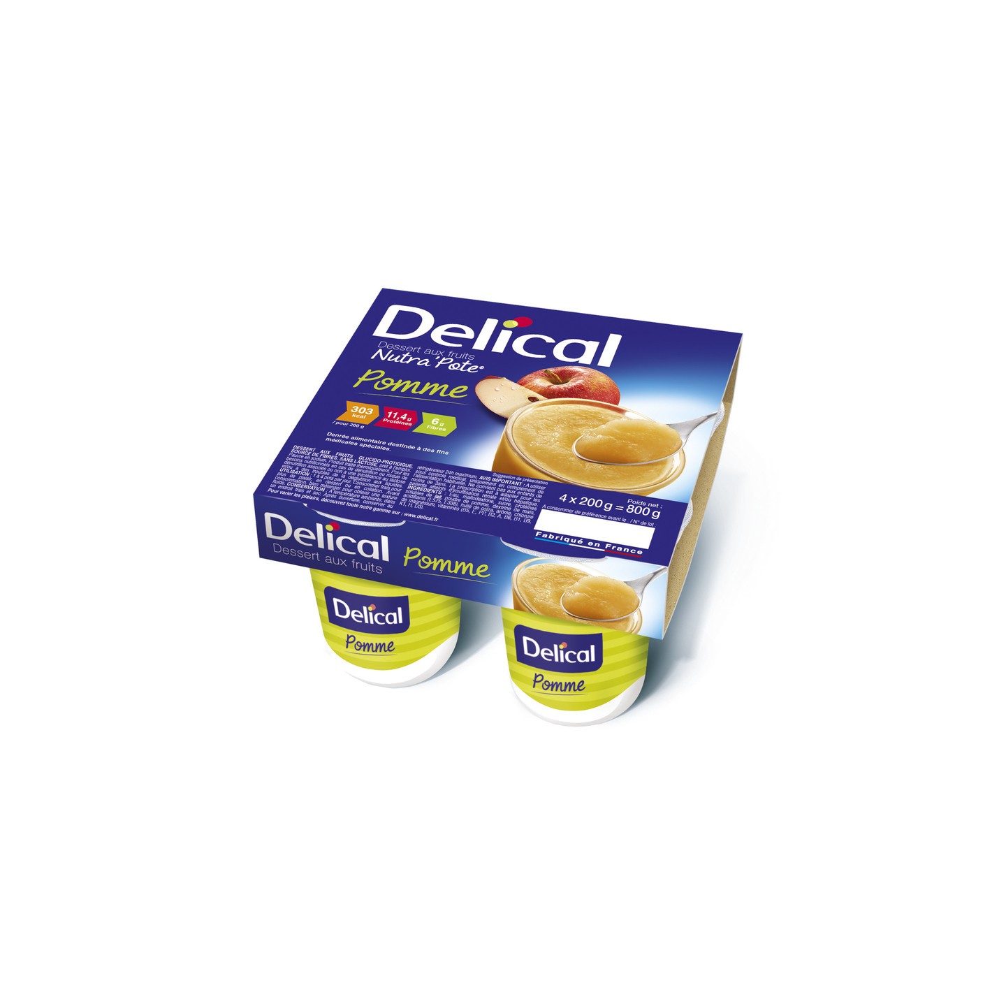 Delical Dessert aux Fruits Nutra'Pote Pomme - 4x200g