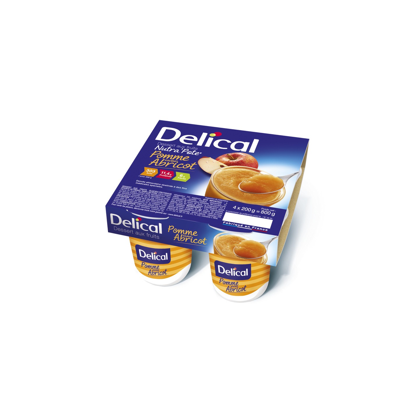 Delical Dessert aux Fruits Nutra'Pote Pomme Abricot - 4x200g