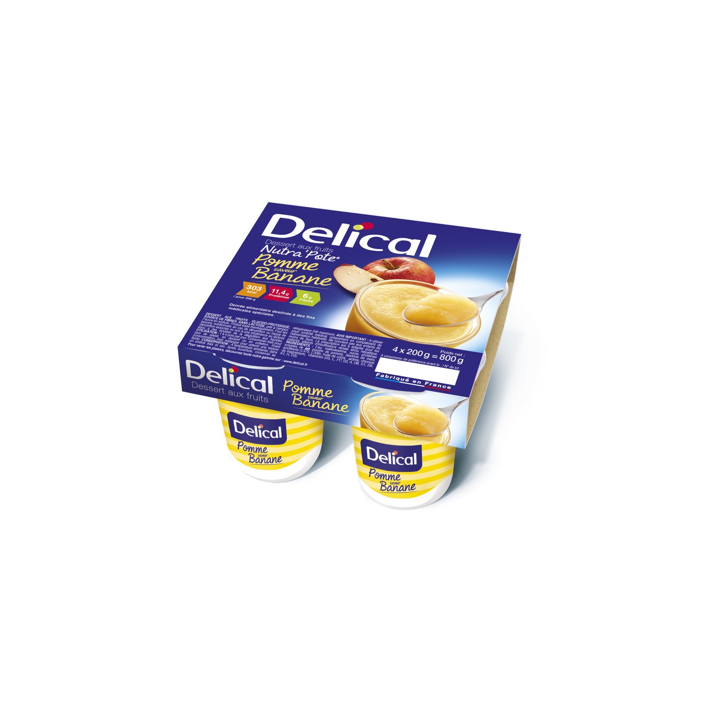 Delical Dessert aux Fruits Nutra'Pote Pomme Banane - 4x200g