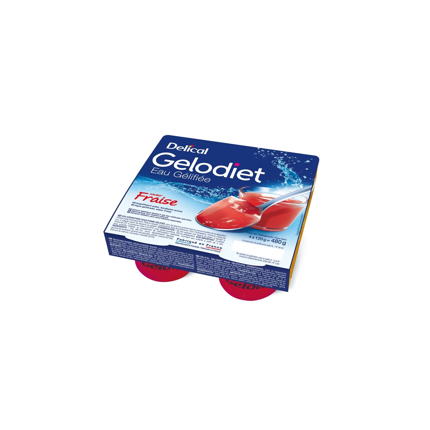 Delical Gelodiet Eau gélifiée fraise - 4x120g