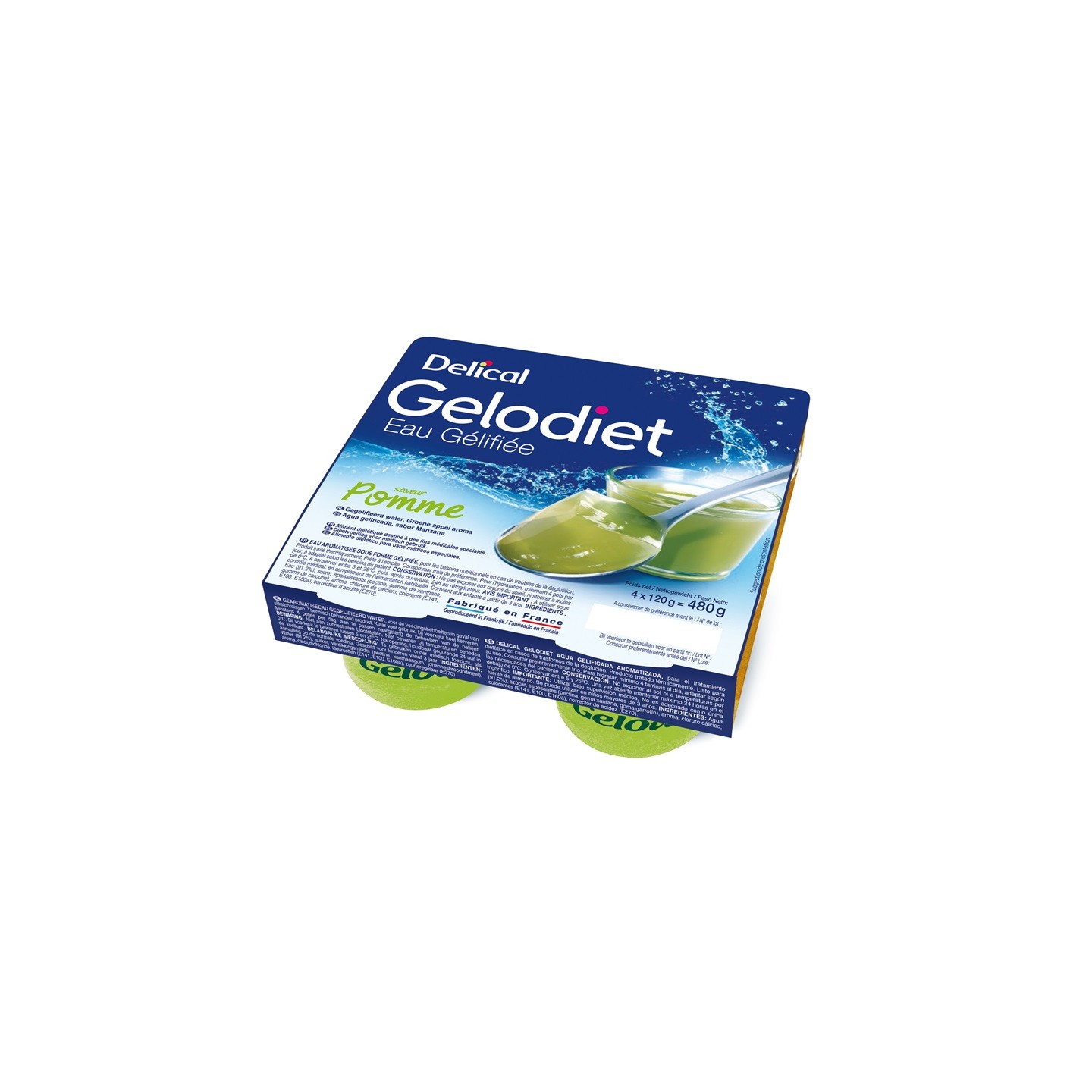 Delical Gelodiet Eau gélifiée pomme verte - 4x120g