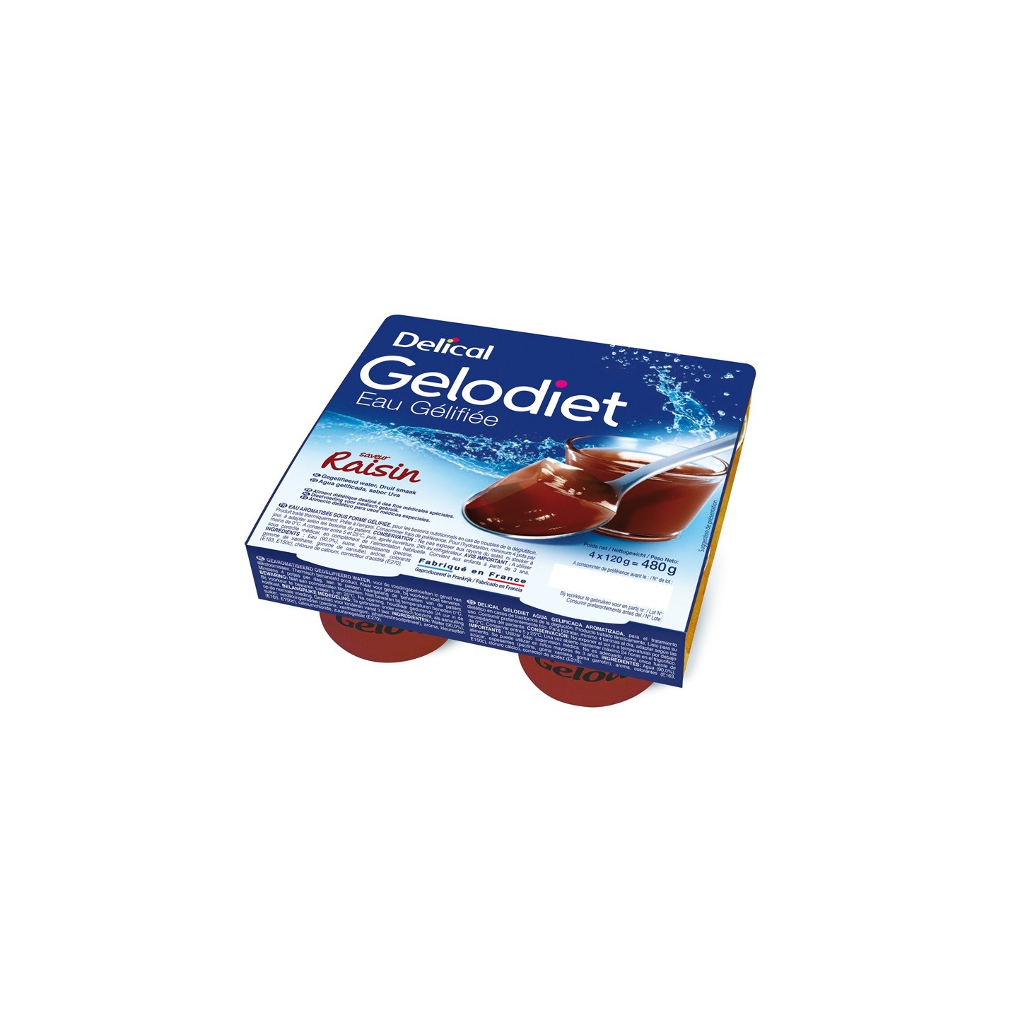 Delical Gelodiet Eau gélifiée raisin - 4x120g