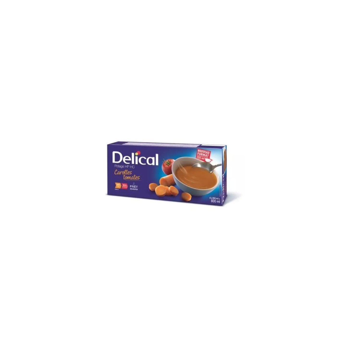 Delical Potage HP/HC Carottes Tomates - 4 x 200ml