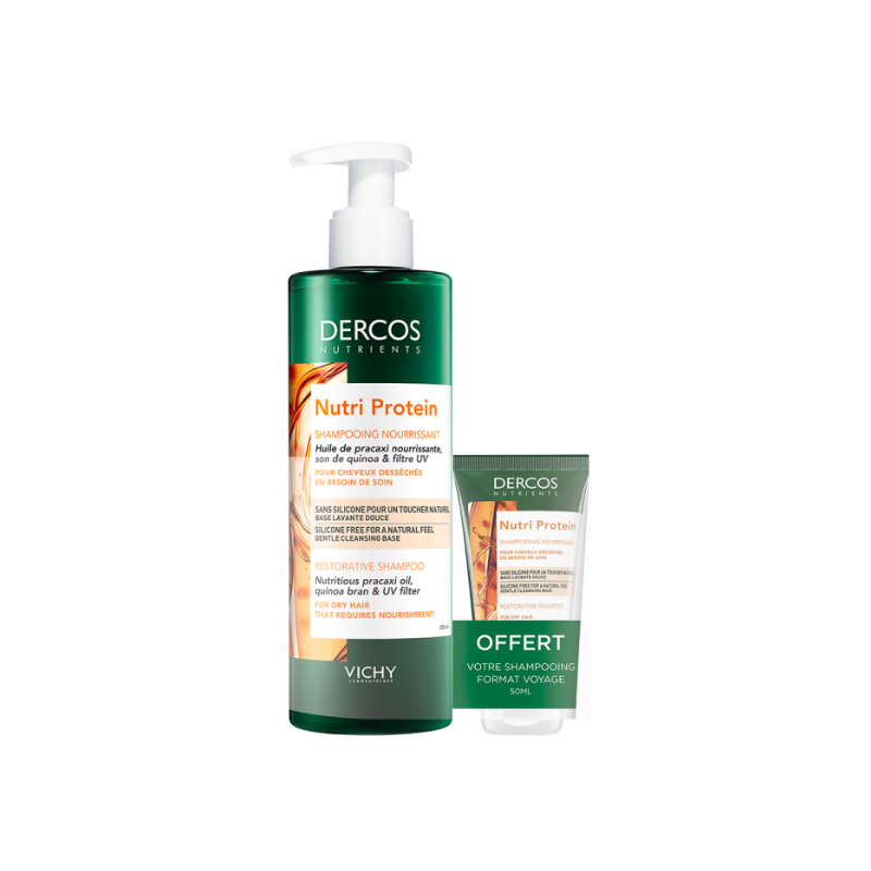 Pharmacie Bastille - Dercos Nutrients Shampooing Nutri Protein + format voyage 50ml offert