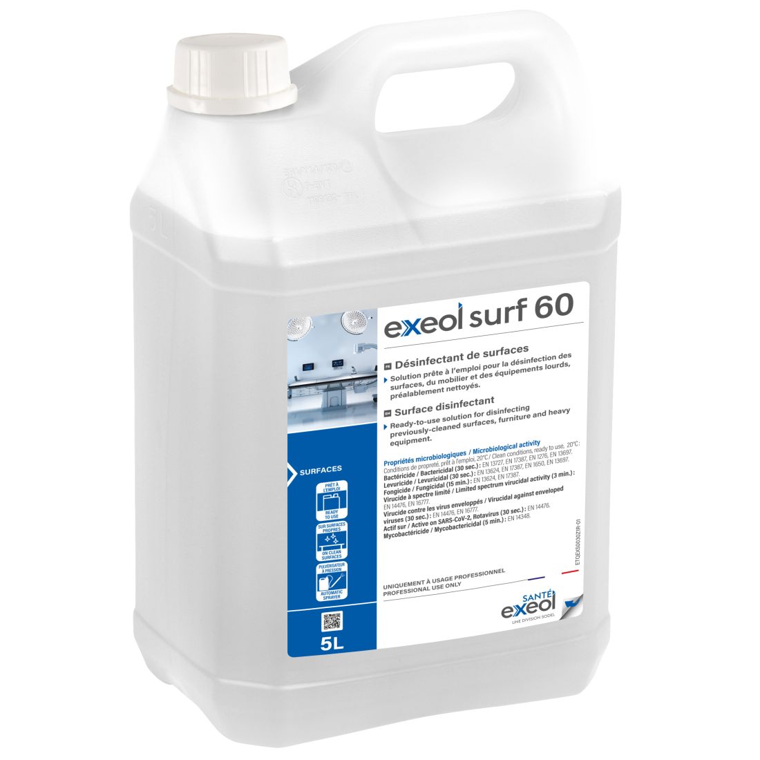 Désinfectant détergent Exeol Surf 60 - Surface et Dispositifs médicaux