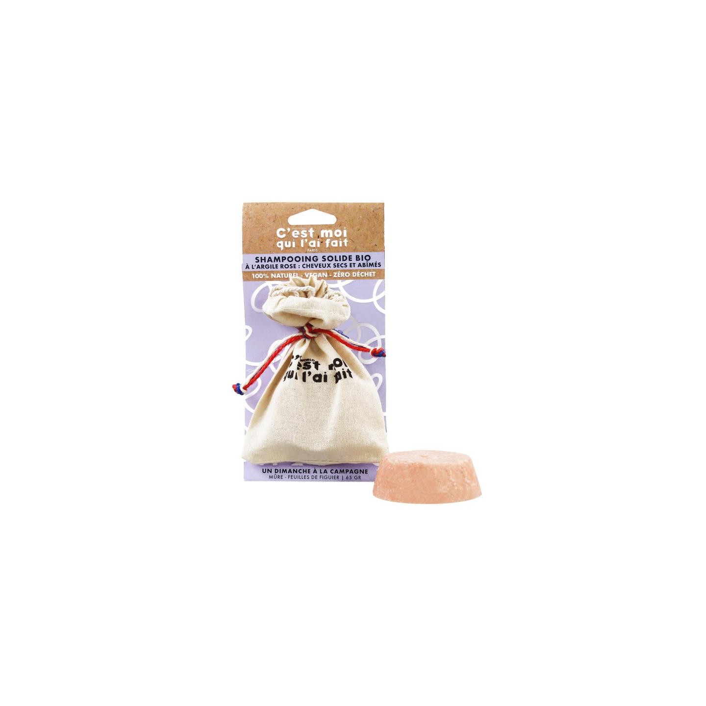 Dietworld Shampooing solide Bio à l'Argile Rose - 65g