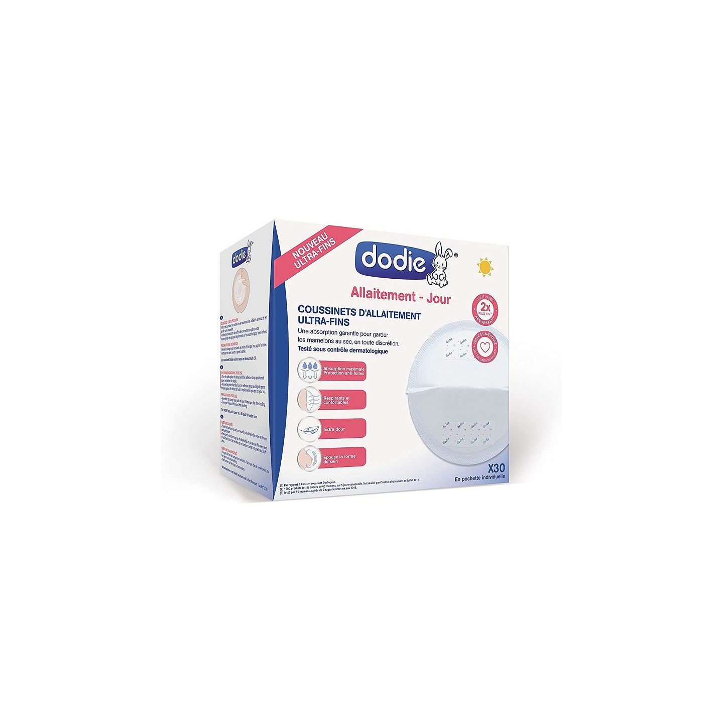 Dodie Allaitement Coussinets d'allaitement ultra-fins jour - 30 coussinets