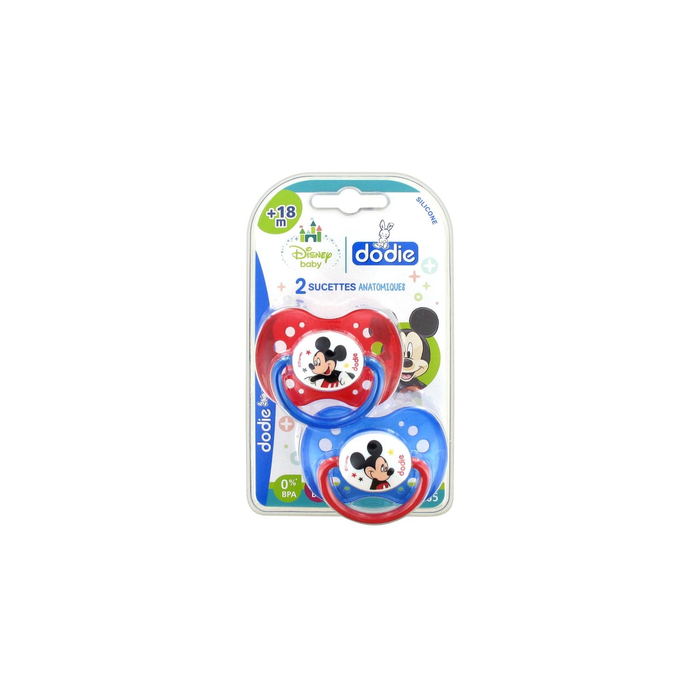 Dodie Disney 2 Sucettes Silicone +18 Mois Mickey