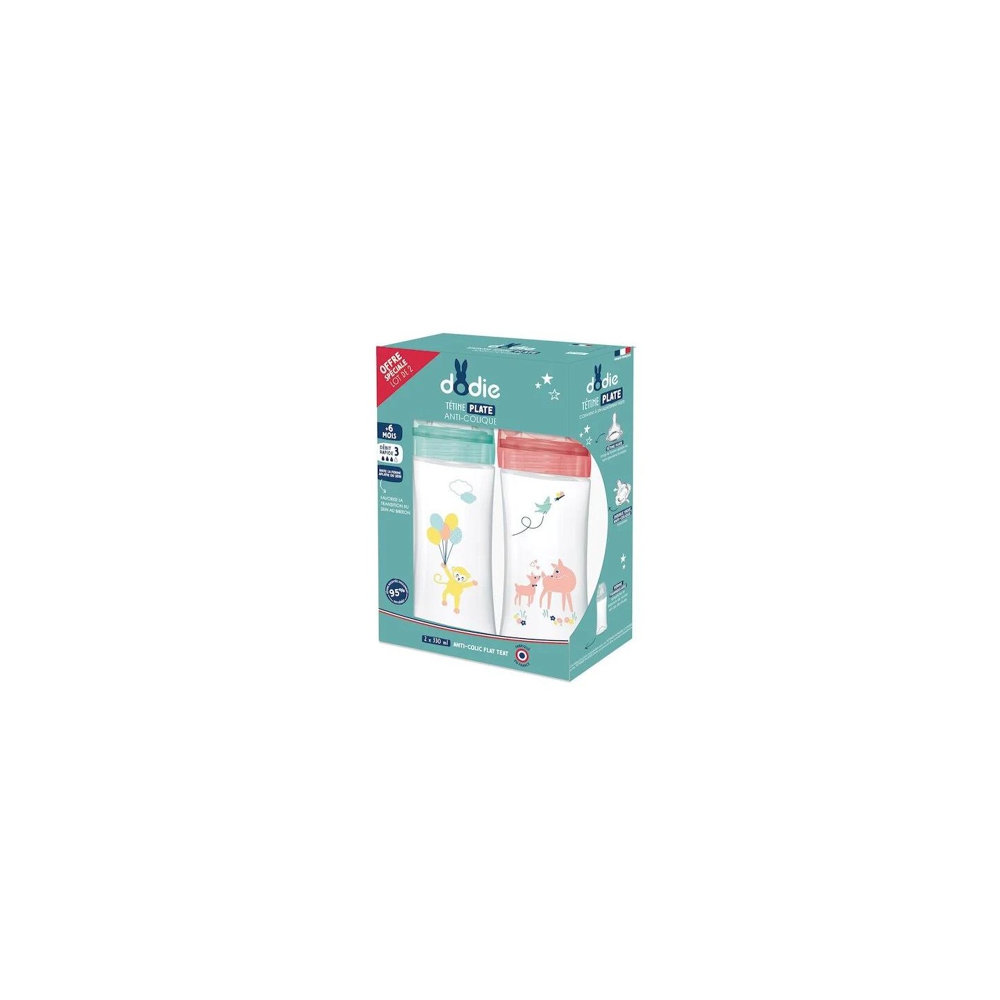 Dodie Sensation+ Biberons +6 mois cirque débit 3 - 2x330ml