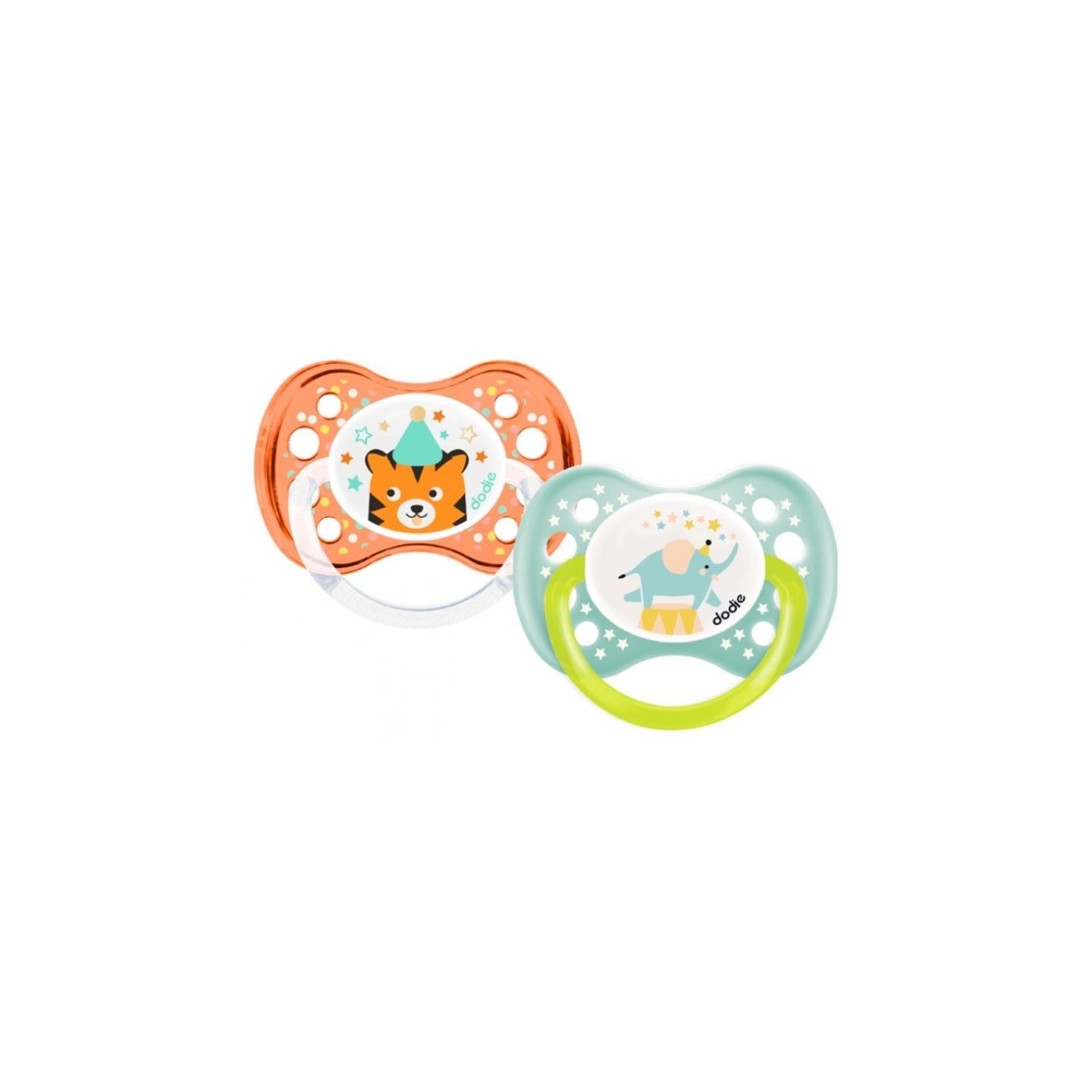 Dodie Sucettes anatomiques en silicone 6m+ "Cirque" - Lot de 2