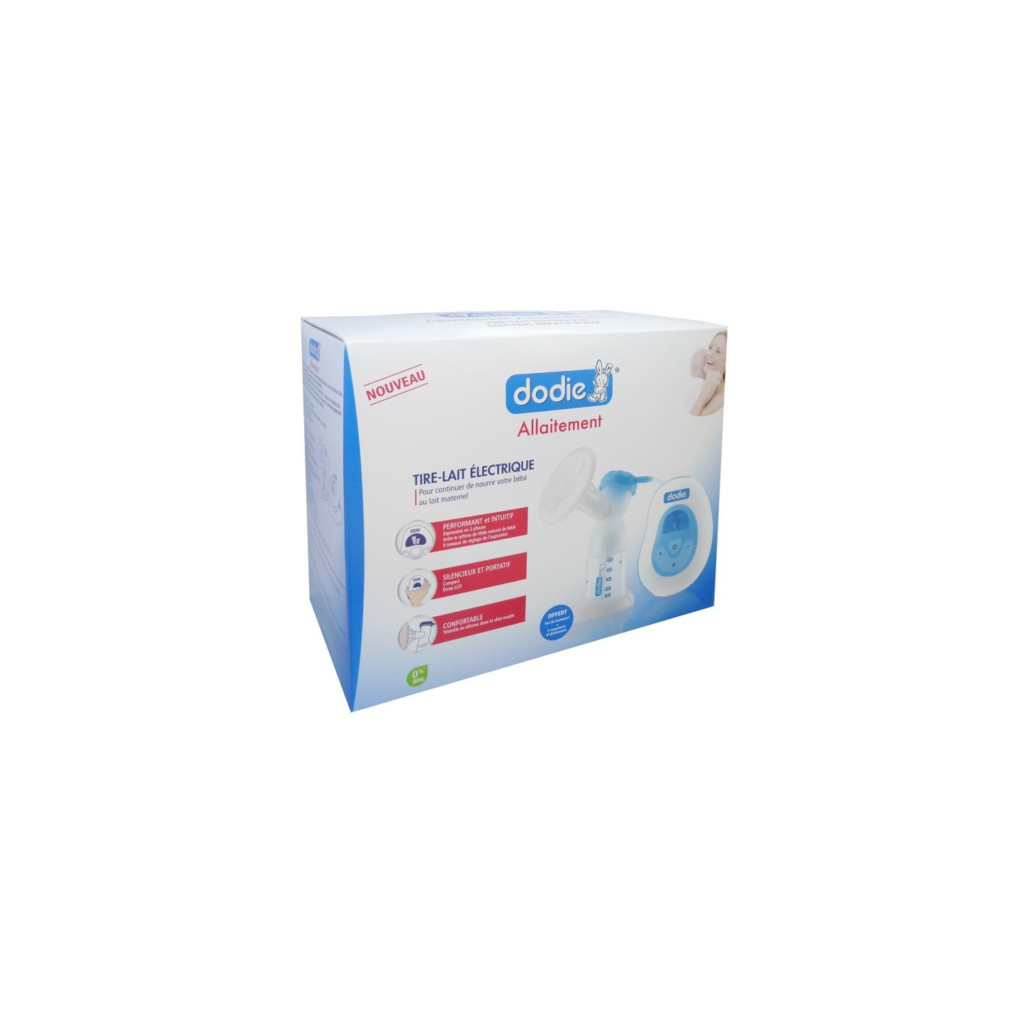 Dodie tire-lait électrique + sac de transport + 23 coussinets