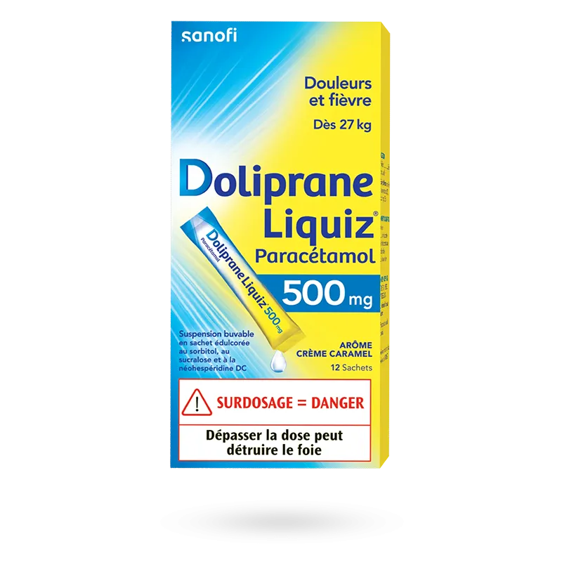 Doliprane Liquiz 500 mg paracétamol - 12 sachets