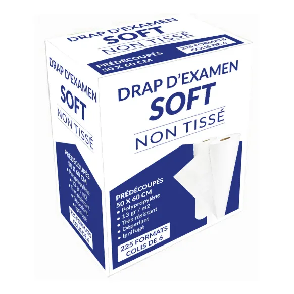 DRAPS D'EXAMEN NON TISSÉS PRÉDÉCOUPÉS 60 CM - SOFT 270
