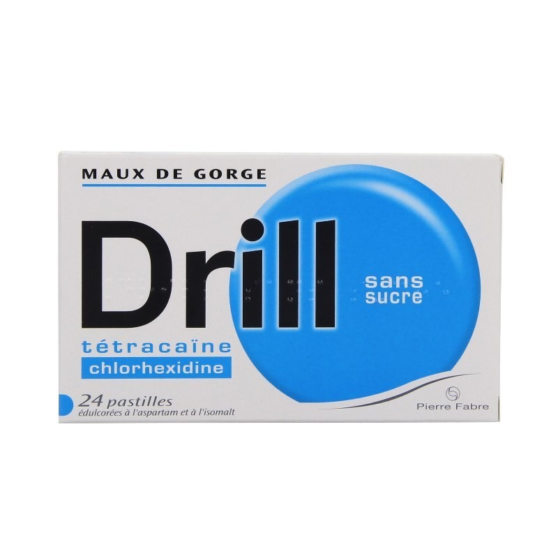 Pharmacie Bastille - Drill 24 Pastilles sans sucre édulcorées à l'aspartam et à l'isomalt